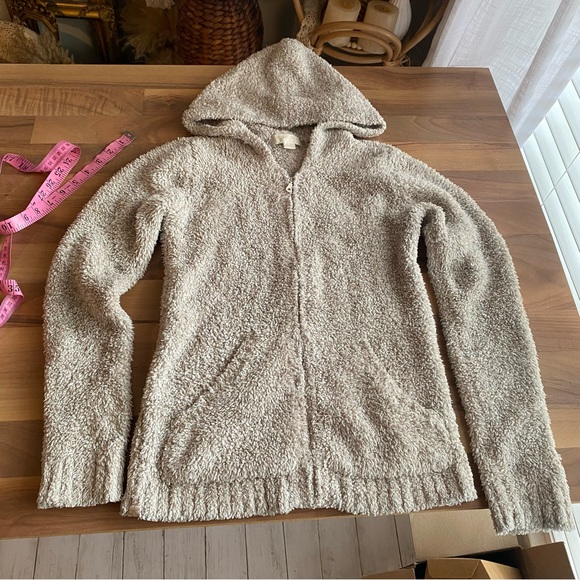 Barefoot Dreams Jackets & Blazers - Barefoot Dreams Hoodie Womens Zip Up Sweater Fuzzy Plush Beige Cozychic 665